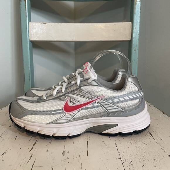 Nike Shoes Womens 10 Initiator Running Sneakers 394053-101 White Silver Lace Up - Picture 5 of 8